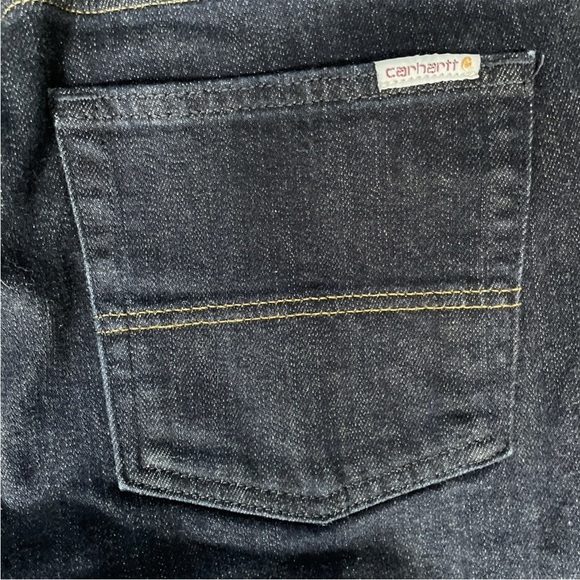 Carhartt Jeans Womens Original Fit Straight Leg Dark Wash Flannel Lined Size 8 - Picture 6 of 6